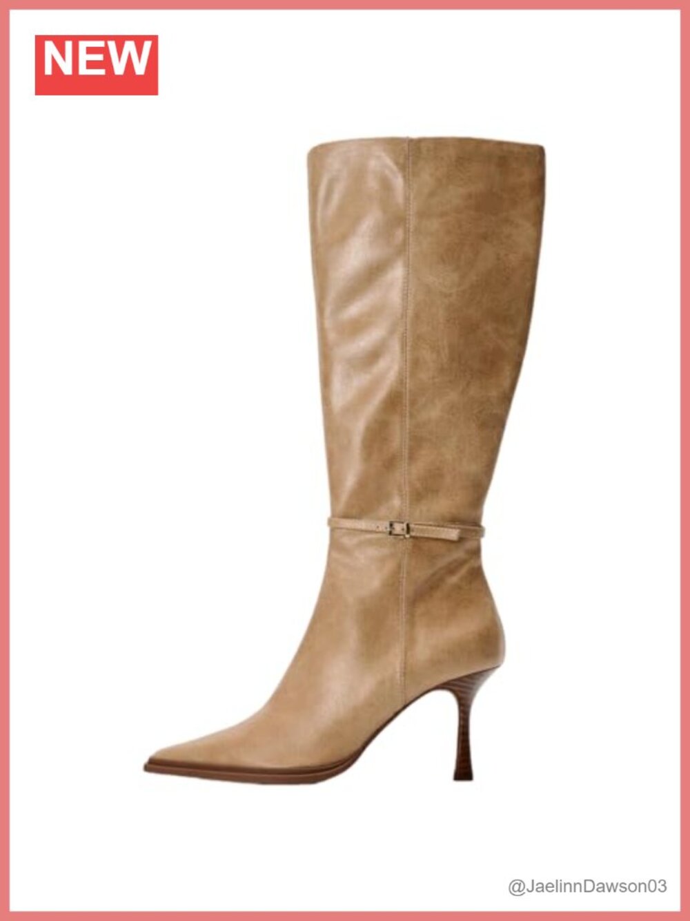 Wide Calf Knee High Boots Pointed Toe Kitten Heel Side Zipper Stiletto Fall